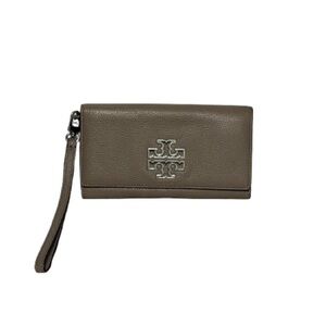 Tory Burch Taupe Leather Wristlet